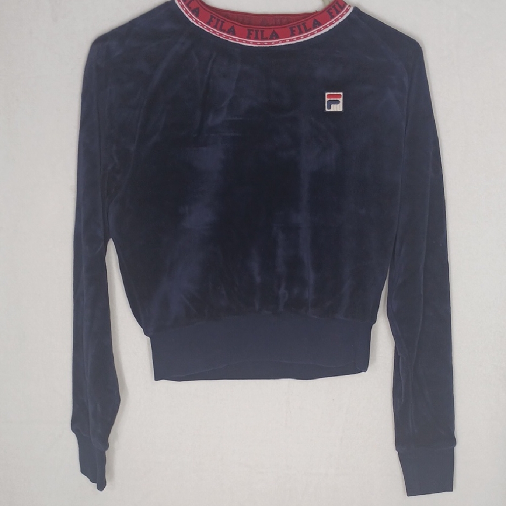 Fila Women's Velvet Navy Crew Neck Sweater